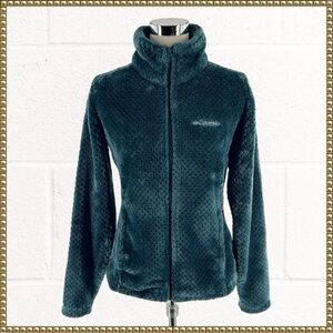 Columbia Green Sherpa Fleece Jacket Full Zip Pockets Small